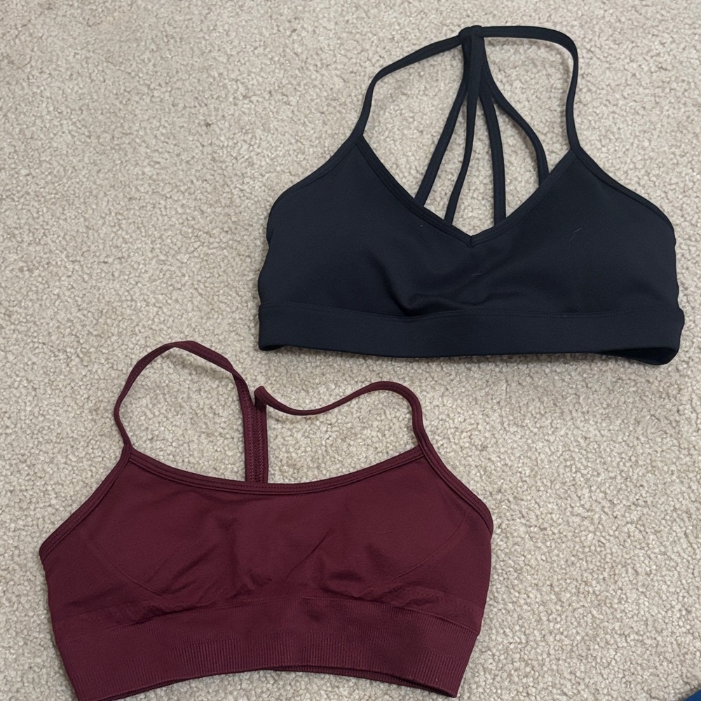 AYBL Strappy Back Sports Bras - Black & Burgundy